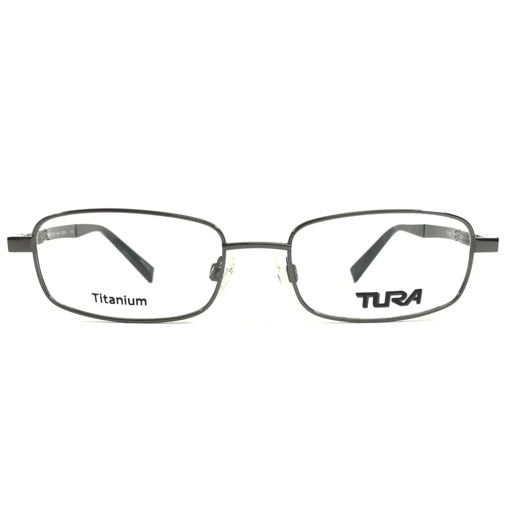 Tura Eyeglasses Frames T124 GUN Gunmetal Rectangle Wire Rim Titanium 53-18-145